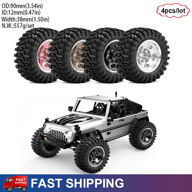 Wheel Rim Rc - 4 Pneus e Rodas Beadlock de